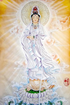 Buddhist Painting - godness of mercy in clouds Buddhism